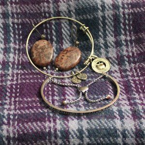 Bracelet and Earrings Mixed Lot of Three Stone, Charm More